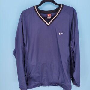 Vintage Nike Team V-Neck Windshirt Mens Large Blue Pullover Windbreaker gorpcore